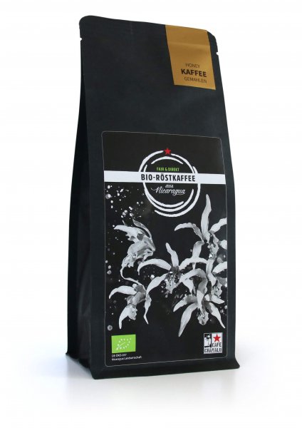 Bio-Röstkaffee 'Honey', gemahlen-Bio-Roestkaffee Honey aus Fairem Handel von Cafe Chavalo-Fairer Handel mit Kaffee von Frauenkooperative-Fairtrade Bio-Kaffee von Frauen aus Nicaragua