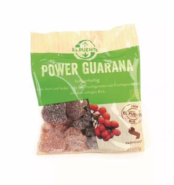 saure Bio-Fruchtgummis Power-Guarana-Bio-Fruchtgummis Guarana aus Fairem Handel El Puente-Fairer Handel mit Zucker und Guarana-Fairtrade Bio-Fruchtgummis aus Paraguay Brasilien