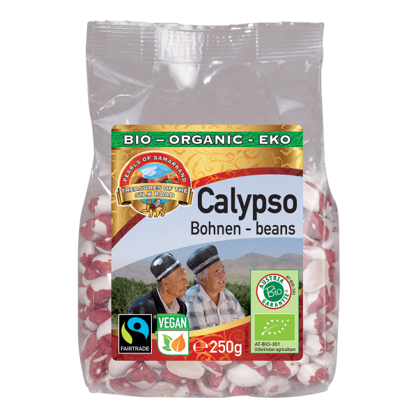 Bio-Calypsobohnen-Bio-Calypsobohnen aus Fairem Handel Lemberona-Fairer Handel mit Huelsenfruechten und Bohnen-Fairtrade Bio-Calypsobohnen von Kleinbauern aus Usbekistan