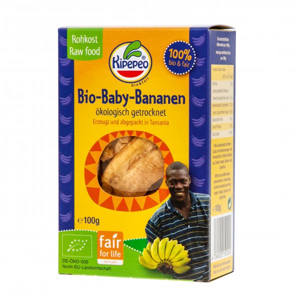 Bio-Baby-Bananen, getrocknet-Bio-Baby-Bananen getrocknet Rohkost aus Fairem Handel-Fairer Handel mit Fruechten und Rohkost-Fair Trade Bio-Bananen von Kipepeo Tansania