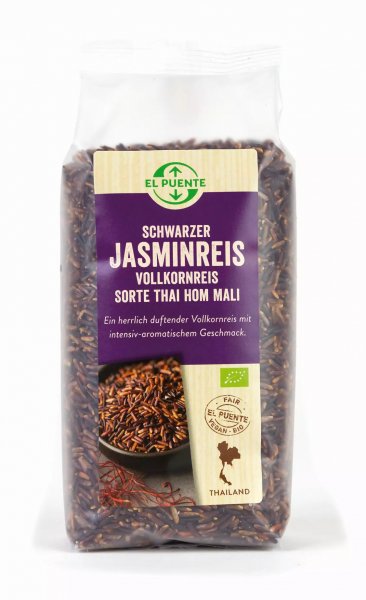 Bio-Jasminreis, schwarz (Vollkornreis)-schwarzer Bio-Jasminreis Vollkorn aus Fairem Handel von El Puente-Fairer Handel mit Reis und Getreide-Fairtrade Bio-Jasminreis schwarz aus Thailand